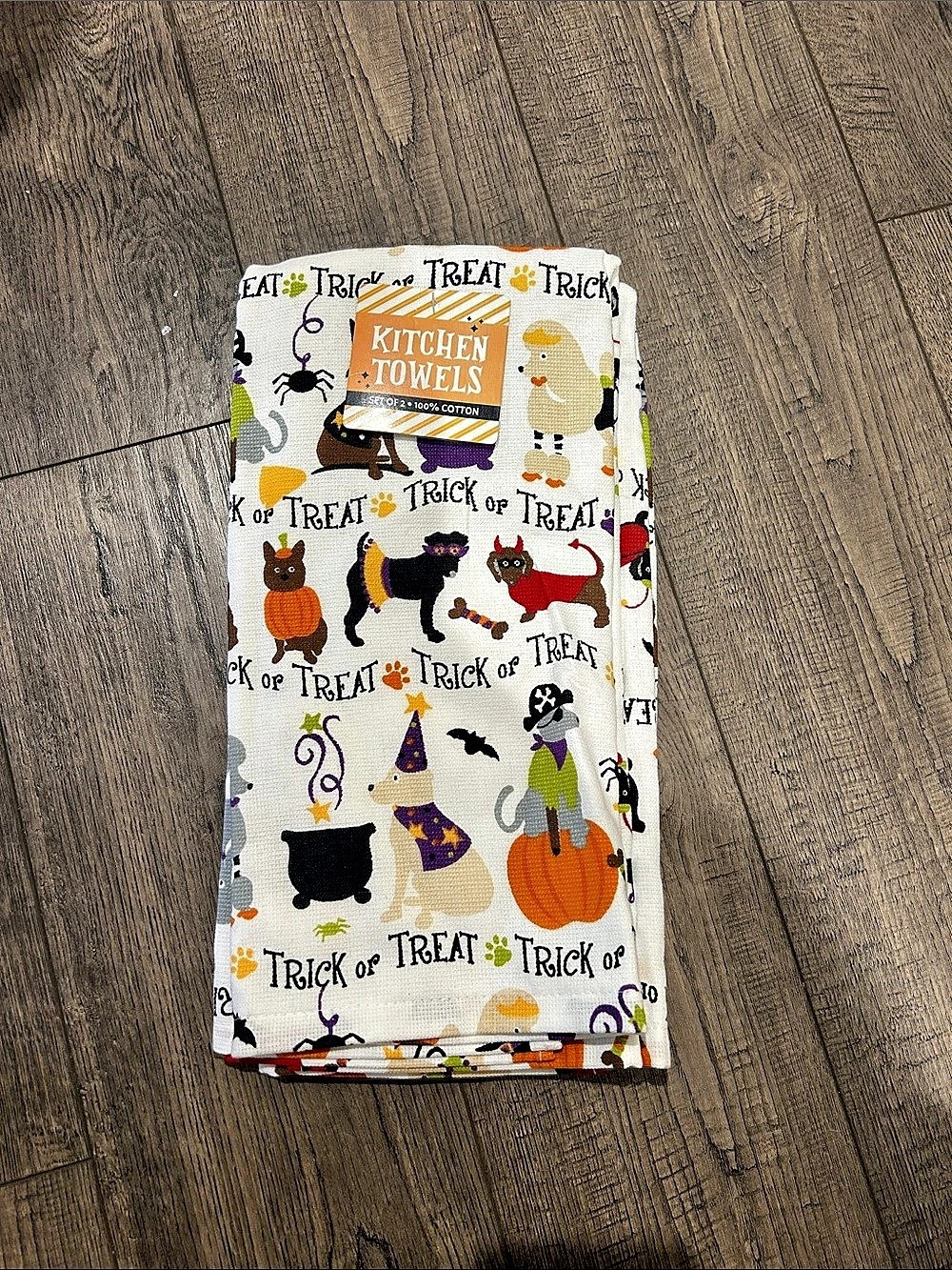 Halloween Trick or Treat Dog Terry Kitchen Towels